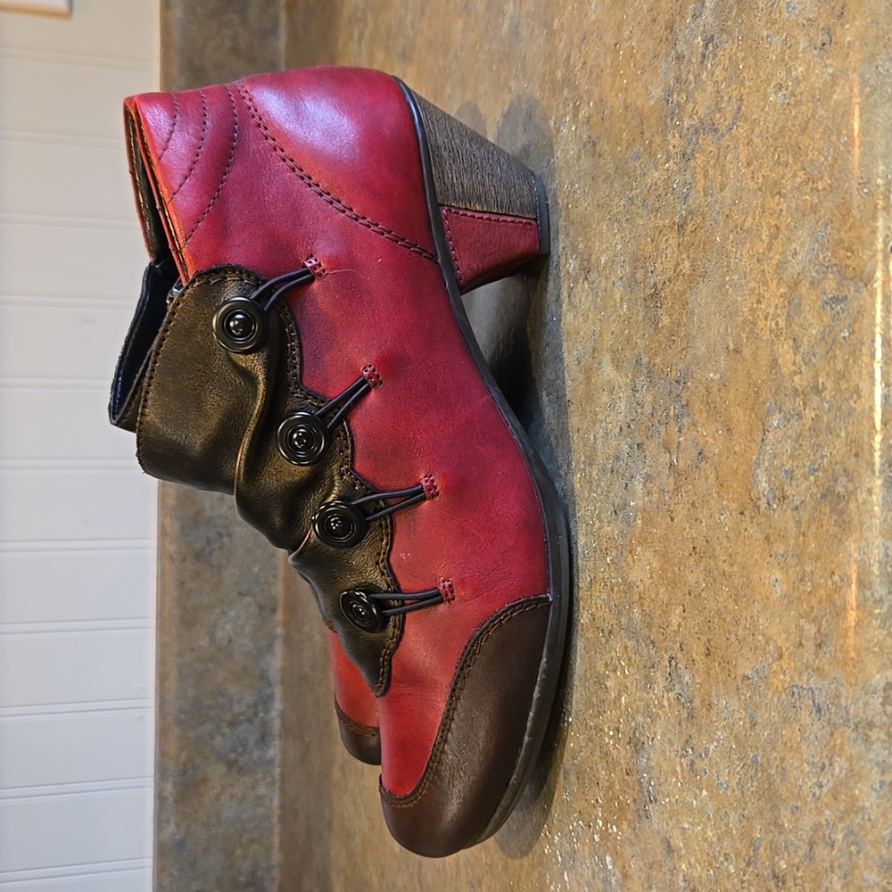 EUC Wms Remonte Burgundy/Brown Ankle Booties Size 39 - Picture 3 of 7